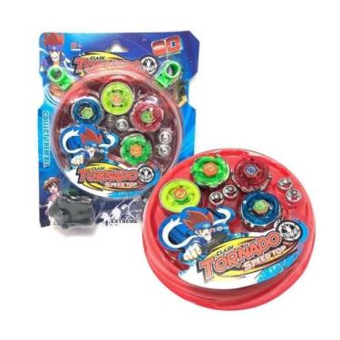 Imagem de Kit 4 Beyblades Arena Tornado Speed Top Led Brinquedo Azul
