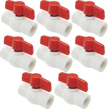 Imagem de YSIL Válvula esférica de PVC de 3/10.2 cm, pacote com 8 roscas de desligamento (NPT) com alça em T, fácil de girar para projetos de água, avaliado em 150 PSI programação 40 x rosca fêmea