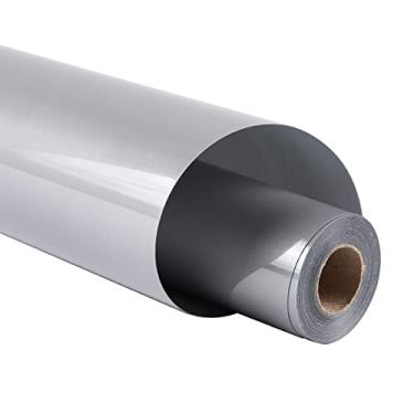 Imagem de guangyintong Rolos De Vinil Htv Transferência Térmica Prateado Guangyintong, 30,5 Cm X 2,4 M Para Passar A Ferro Em Camisetas, Superfície Brilhante, Fácil Cortar E Com Design Removível