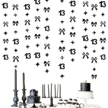 Imagem de pinkblume Decorações De Aniversário 13 Anos Com Laço Preto, Guirlanda Glitter, Faixa Serpentina, Cenário Para Meninos E Meninas, Feliz Oficial Adolescente, Brindes Aos Anos, Suprimentos Festa