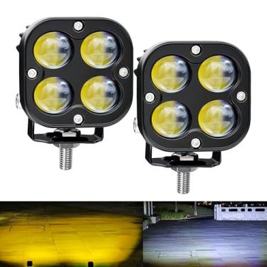 Imagem de Szplonly Farol De Led Para Motocicleta, Amarelo/Branco, Feixe Combinado Alto-Baixo, Faróis Neblina Direção Off-Road, 2 Peças 2,4 Polegadas, Mini Luzes Pod, Funcionam Como Auxiliares Caminhões, Veícu