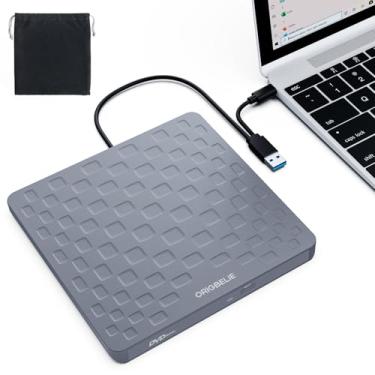 Imagem de ORIGBELIE Unidade Externa De Cd/Dvd Para Laptop, Usb 3.0 Tipo C, Ultrafina, 13 Mm, Reprodutor Portátil +/-Rw, Gravador, Leitor, Desktop, Pc, Windows 11/10/8/7, Linux, Mac Os (Cinza)