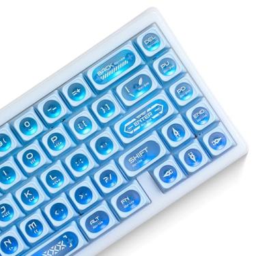 Imagem de XVX MAX Profile Teclas translúcidas brilhantes para teclados mecânicos 75%, conjunto de teclas personalizadas com olho de gato de 136 teclas - azul