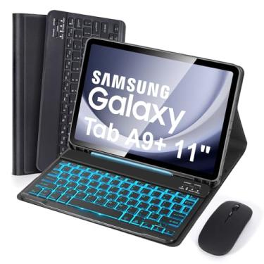 Imagem de SOPPY Capa Com Teclado E Mouse Retroiluminados Para Samsung Galaxy Tab A9+ / A9 Plus 11" 2023 (Sm-X210/X215/X216/X218), Fina Removível Sem Fio 11", Preta