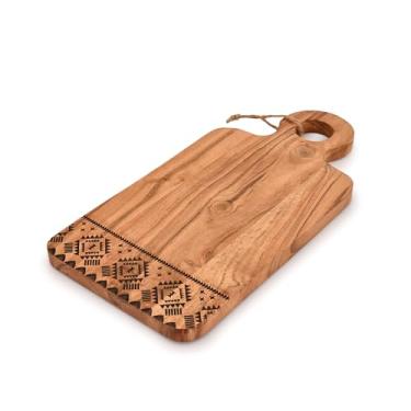 Imagem de Mahasu Tábuas de cortar madeira de acácia, tábua de servir, travessa para legumes, frutas, queijo e charcutaria para carne, legumes e queijo (35,5 x 17,8 cm x 1,7 cm)