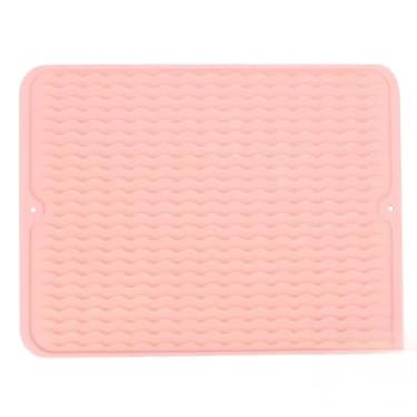 Imagem de Tapete Escorredor de Louça e Descanso de Panela em Silicone Pia Banheiro Antitérmico Antiderrapante(Rosa)