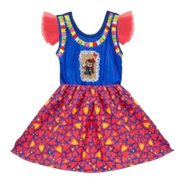 Imagem de Vestido Infantil de Festa Junina Xadrez Caipirinha São João Coleção Bo
