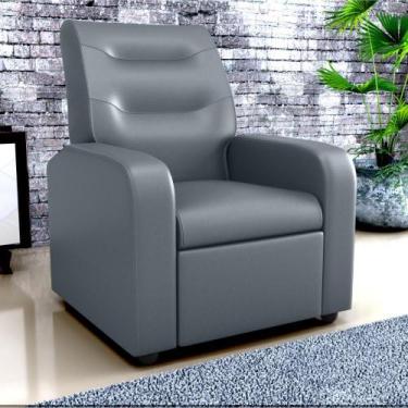 Imagem de Poltrona Decorativa Reclinável Pireu material sintético Cinza - CASA H