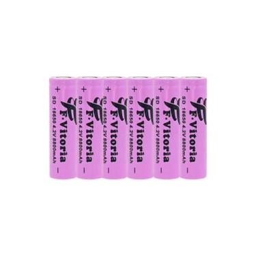 Imagem de Kit 6 Bateria18650 Li-ion 8800mh 3.7v Lanterna Tática Led Rosa/Azul/Do