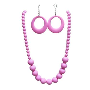 Imagem de KIFEDSLJ Colar de contas de acrílico colorido brincos anos 70 anos 80 retrô neon gargantilha colar gargantilha para mulheres bijuterias de festa, Acrílico, Sem pedra