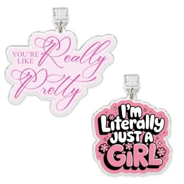 Imagem de Conjunto de 2 peças I'm Literally Just A Girl, You're Like Really Pretty Kindle Charms Dust Plug Charm 1,5 polegadas Feminista Estética Rosa Lindo Relâmpago/Tipo C Acessórios de Material Acrílico para