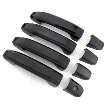 Imagem de Dakitita Acabamento da tampa da maçaneta externa preta brilhante para Chevrolet Chevy Silverado 2019-2025 para GMC Sierra 1500 2500 3500 acessórios decoração (sem furos para chaves inteligentes)