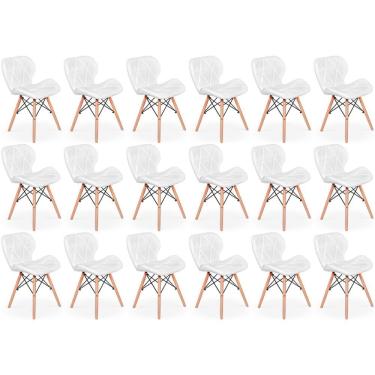Imagem de Kit 18 Cadeiras De Jantar Charles Eames Slim Wood Estofada - Branco