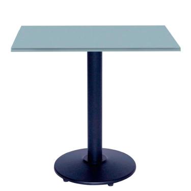 Imagem de Mesa Zeta Ferro Preto 75 Cm (alt) Disco Redondo Tampo Mdp Quadrado 70 Cm (larg) X 2,5 Cm (alt) Cinza