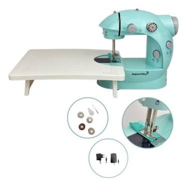 Imagem de Mini Máquina Costura Portátil Com Mesa Importway Cor Azul 127/220v