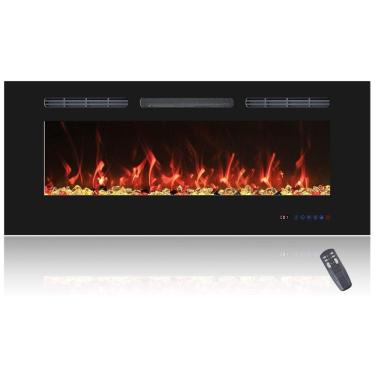 Imagem de Lareira Elétrica de Embutir A45x106L com Controle Remoto e Digital, Luz LED, Chama Ajustável, 1500W, 110v, PRISMFLAME EF42r, Preto