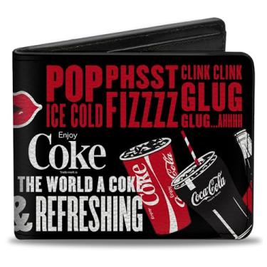 Imagem de Carteira Coca-Cola, Bifold, Coca Cola Its The Real Thing Colagem Preto Vermelho Branco, Couro Vegano