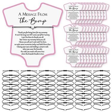 Imagem de Chuangdi 50 conjuntos de lembrancinhas de chá de bebê para convidados, pulseiras de coração fofas, cartões de desejos para presentes de festa de revelação de gênero, Size of the bracelet: 6.3-11.81