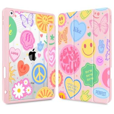 Imagem de May Chen Capa traseira transparente para iPad 9ª geração com suporte para lápis, iPad 8ª/7ª geração de 10,2 polegadas, suporte para caneta, suporte triplo para despertar/hibernar, transparente, capa