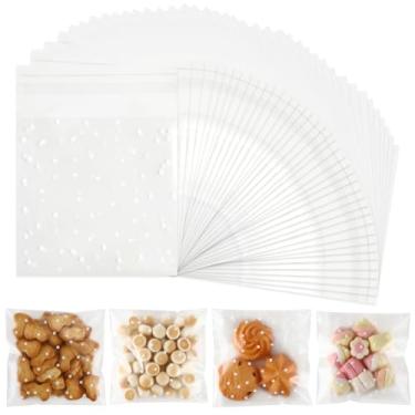 Imagem de 200 unidades de sacos de biscoito de bolinhas brancas com selo plástico transparente celofane guloseimas doces presente saco autovedante decorações de festa de aniversário suprimentos de lembrancinhas