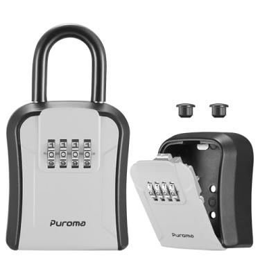 Imagem de Puroma SAFELock Box para chaves com código, armazenamento portátil montado na parede com combinação de chave, caixa de segurança externa segura para casa, apartamento, armazenamento de chaves de