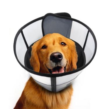Imagem de Coleira de cone para cães WinWeal Soft para cães após cirurgia XXL preta