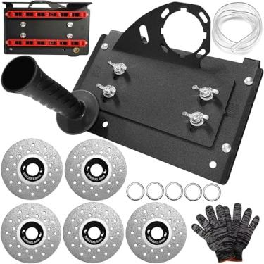 Imagem de Popbee Ferramenta De Chanfradura De Azulejo De 45 Graus, Suporte Para Esmerilhadeira Angular Com 5 Peças De Disco De Esmerilhamento, Lâminas De Corte, Luvas, Acessórios Para Suporte De Cortador De C