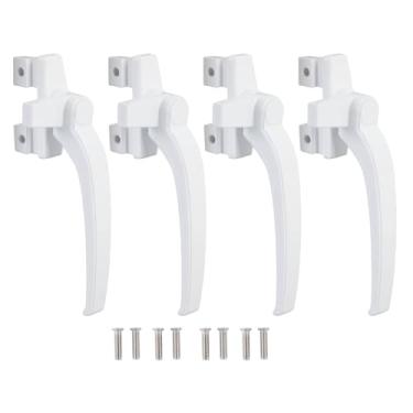 Imagem de Janela Handle Lock Liga de alumínio Janela deslizante Handle Mecanismo de bloqueio seguro para Vertical Horizontal deslizante janelas e portas Conjunto de 4 com parafusos (Branco)