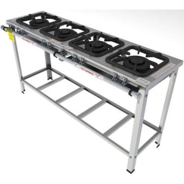 Imagem de Fogão Industrial Inox Gastromaq 4 Bocas Linha Dupla FGI304LD