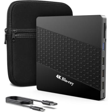 Imagem de XRTFORE Unidade Blu-Ray 4K externa para PC, leitor de Blu-ray UHD 4K portátil, porta SD/TF com estojo de transporte, leitor de Blu-Ray HD US8 3.0, unidade óptica externa DVD+/-RW para MacBook Pro