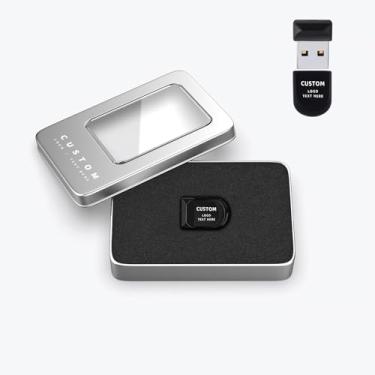 Imagem de Pen drive USB personalizado, pacote com 100 mini pen drives personalizados USB 2.0 pen drive, ideal para presentes corporativos, eventos de negócios e brindes promocionais (256 MB, com caixa de metal)