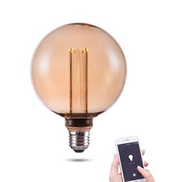 Imagem de Harwez Lâmpada LED de tubo decorativo Smart WiFi, Lâmpada LED Edison vintage âmbar 3,8W RN, T45/T14, regulável suave quente 2000K, base E26, sem hub necessário, compatível com Alexa e Google Home Assistant