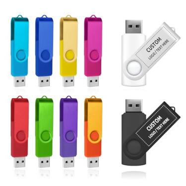 Imagem de Flash drive USB giratório personalizado, pen drive USB 2.0 personalizado em massa, ideal para promoções de negócios, corporações, instituições educacionais, estúdios de fotografia e música (2 GB, 50
