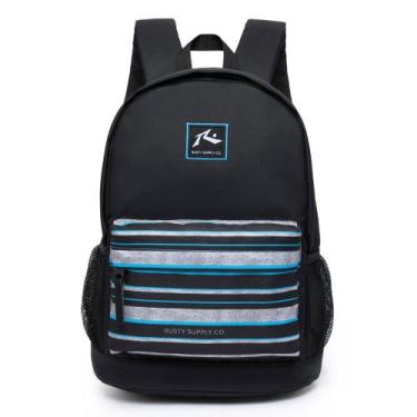 Imagem de Mochila Rusty Urbano Universitária Faculdade Escolar Preto Listrada De