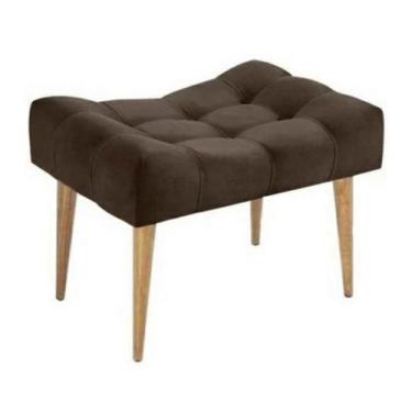 Imagem de Puff banqueta retangular marrom pé palito com detalhe em costura - Rog