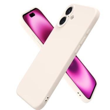 Imagem de oakxco Capa de silicone para iPhone 16 Plus, ultrafina, fina, para mulheres, meninas, cor lisa, minimalista, estética, fofo, feminino, design feminino, gel de borracha macia TPU com capa para câmera