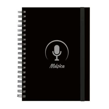 Imagem de Caderno Colegial Plus 1 Matéria Profissões Música (Preto e Prata)