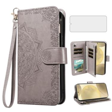 Imagem de Asuwish Capa de telefone para Samsung Galaxy S24/S25 5G capa carteira celular com protetor de tela de vidro temperado e flor flip porta-cartão de crédito suporte suporte S 24 24S 25 25S G5 SM-S931U