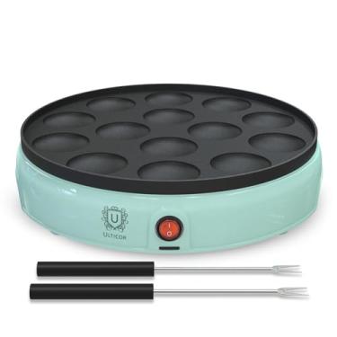 Imagem de ULTICOR Mini panqueca – Frigideira elétrica de 14 furos – Frigideira holandesa antiaderente – fácil de usar, fácil de limpar – perfeita para café da manhã, sobremesas, lanches e muito mais