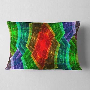 Imagem de Designart Almofada Colorida Psychedelic Fractal Metal Grade Abstrata Sala de Estar, Sofá, Almofada de Alta Qualidade + Capa de Almofada Estampada em ambos os lados 30,5 x 50,8 cm