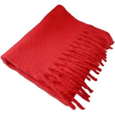 Imagem de Cachecol Para Mulheres Cor Sólida Lenço Macio Engrossado Quente Cor Sólida Lenço Mohair Borla Cachecol Inverno Quente, 14