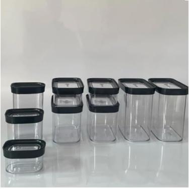 Imagem de Conjunto de Potes Herméticos para Cozinha, Acrílico, 9 Peças, Organizadores para Mantimentos e Temperos