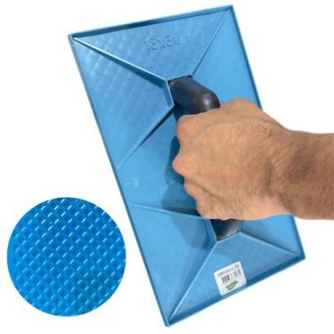 Imagem de Desempenadeira Azul 18X28 Corrugada para Reboco Massa Concreto Obras e
