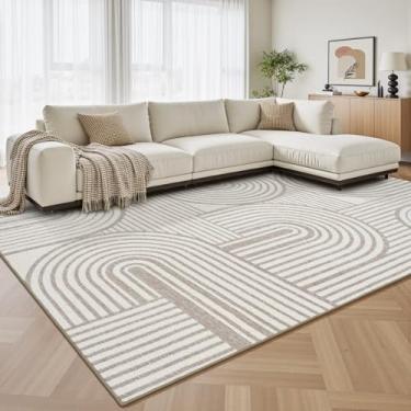 Imagem de Tapetes texturizados com tufos neutros 22,5 x 30,5 cm para sala de estar, tapete para quarto de bebê, tapete lavável, fazenda, moderno, boho, luxuoso, confortável, creme bege