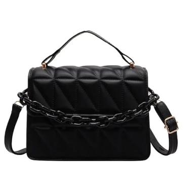 Imagem de MZHOPEHB Bolsas femininas de luxo, bolsa de ombro de designer de couro PU quadrada à prova d'água