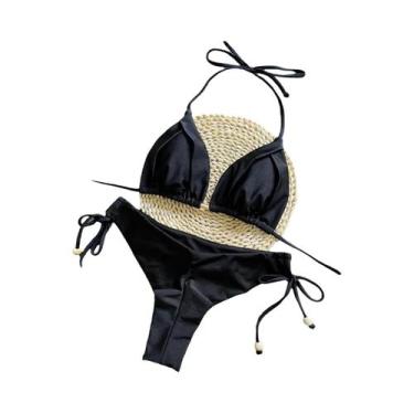 Imagem de Conjunto De Biquíni Feminino Sexy Com Decote Halter, Bojo Push-up, Mod