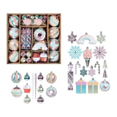 Imagem de Vaveren 100 peças enfeites de bola de Natal decorações de suspensão de árvore de Natal pingentes de charme faça você mesmo para casamento hotel feriados