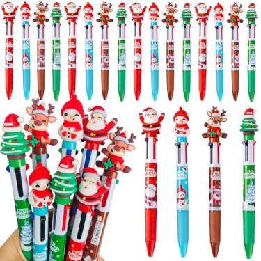 Imagem de 20 canetas multicoloridas de Natal em uma 4 em 1 lindas canetas esferográficas kawaii de tinta sortidas para crianças, presente de aniversário, presente de estudante, material escolar, lembrancinhas