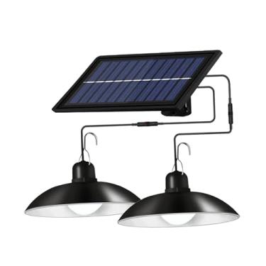 Imagem de Bothyi Luminária Pendente Solar com Brilho Ajustável, Lâmpada Dupla, Luzes Suspensas para áreas Externas, Internas, Entrada, Camping, Gazebo, Estábulos, Branco quente