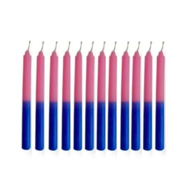 Imagem de Velas Palito Bicolor 16cm, Kit 36 Unidades, Parafina Pura - Cores na Variação (Rosa e Azul)